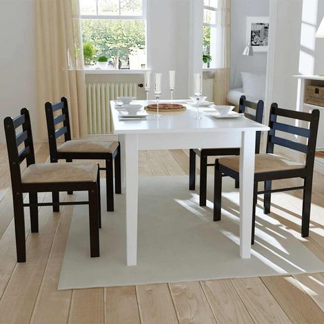 vidaXL Sillas de comedor 4 uds madera maciza caucho terciopelo marrón (1/5)