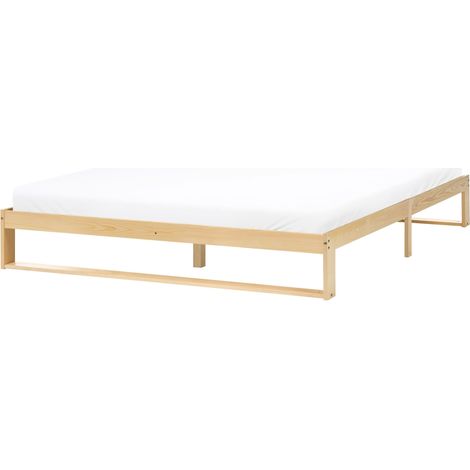 Bed Frame Light Brown Pine Wood EU Super King Size without Headboard 6ft Minimalist TALAIRAN (1/5)
