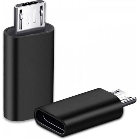 2 Pièces USB C Adaptateur, Micro USB vers USB C, Adaptateur USB C vers Micro USB Connecteur, Adaptateur Type C Fem Micro USB Male Connecteur pour PC, Galaxy, Mate, etc (Noir) (1/5)