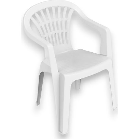 Sedia in resina bianca impilabile da giardino con braccioli Lyra (1/3)