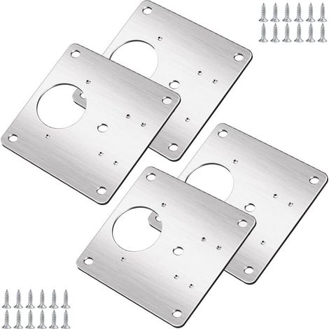 Kit de réparation de charnières pour meubles (bois, étagères) : 4 plaques de réparation avec trous, fixations et 24 vis incluses. Installation facile (1/5)