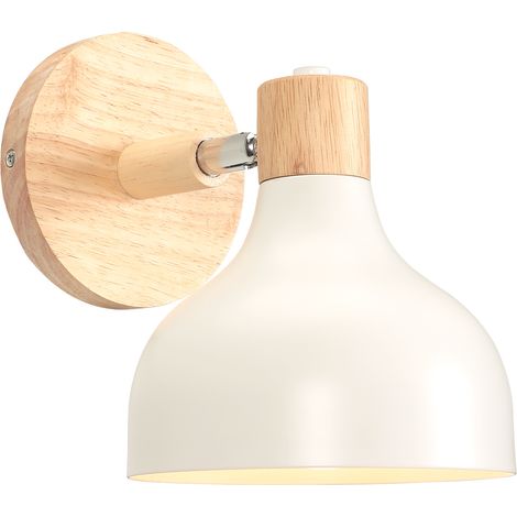 Apliques Retro Interior Lámpara De Pared Ajustable De Madera Metal E27 Lámpara De Pared Vintage Para Salón Dormitorio Baño (Blanco)