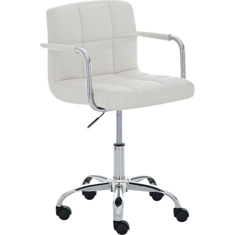 Sedia da ufficio con ruote regolabile in altezza in PVC bianco e metallo cromato 100006996
