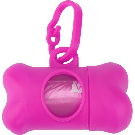 20 rouleaux de sacs poubelle en plastique pour chiens avec distributeur en forme d'os (rose) (1/5)