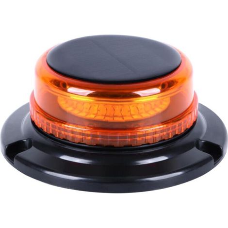 (Ambre)Gyrophare LED Sans Fil solaire - Rechargeable Gyrophare Magnetique Orange LED, 12V/24V lampe d'avertissement avec chargeur de voiture et câble USB pour voiture, camion, tracteur