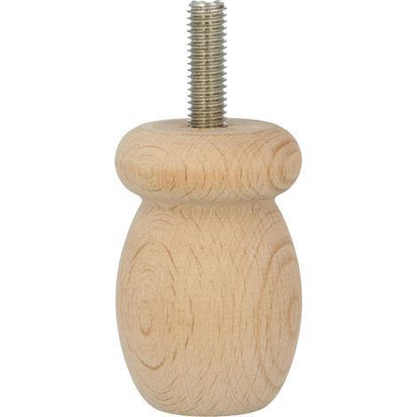 Pied tourné pour Meubles, Pied en Bois de hêtre avec Finition Naturelle, Pieds de Rechange pour canapés, Lits, Tables, Fixation : Pointe métallique métrique 8, Dimensions : 36 x 55 mm (1/5)