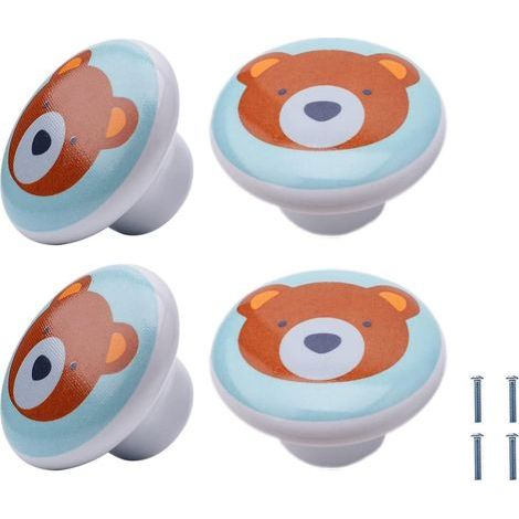 4 Pices Boutons En Cramique (ours Brun) Boutons De Meuble Cramique Motif Animaux Ceramique Poigne De Boutons Pour Chambre D'enfants Meubles Armoir (1/5)