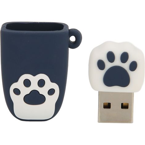 Clé USB 2.0 en Forme de Patte de Chat, Style Cartoon, Antichoc et Portable, Compatible Windows et Mac OS X, 32 Go Bleu Foncé (1/5)
