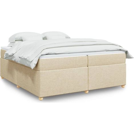 Boxspringbett mit Matratze Creme 200x200 cm Stoff (1/5)