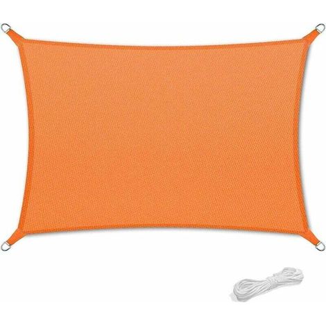 royaluxe -Voile d'ombrage 2x4m Auvent Résistante aux Imperméable pour Patio & Terrasse Jardin de Protection Solaire 90% Une Protection des Rayons UV avec Corde Libre Rectangulaire Orange (1/5)