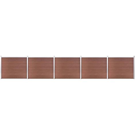 vidaXL Ensemble de panneau de clôture WPC 872x146 cm Marron (1/5)