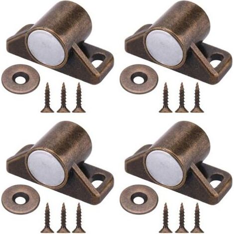 4 Pièces Loquets de Porte Magnétiques Aimants de Porte d'Armoire avec Vis en Acier Inoxydable pour Ferme Armoire de Cuisine Fermeture de Porte Coulissante (Bronze) (1/5)