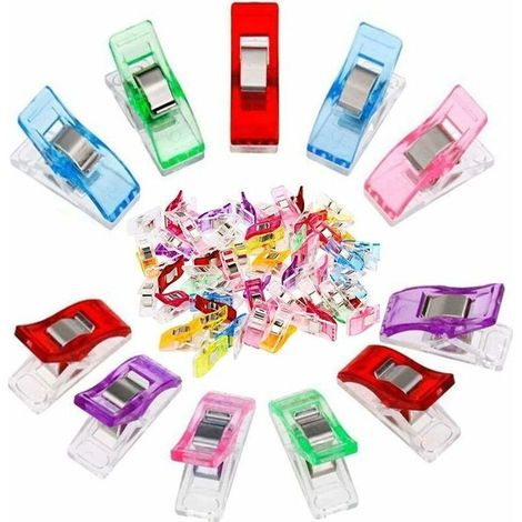 Lot de 100 pinces à tissu multicolores accessoires de couture fournitures de couture pince multi-usages aides à la machine à coudre pour la couture, les clips de courtepointe, le crochet- (1/4)