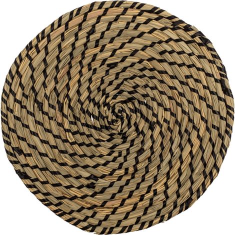 Set de table rond en paille - finitions noires