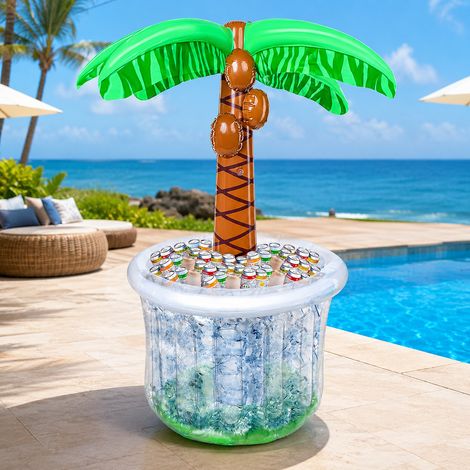 Refroidisseur gonflable en forme de palmier de 60 pouces, décoration thème plage, décorations pour fête de piscine, articles pour anniversaire hawaïen luau (1/5)