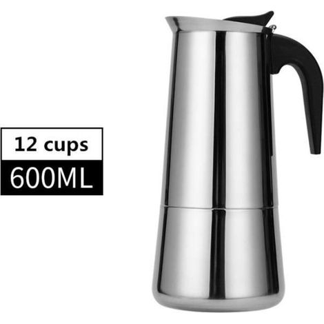 12cups-600ml-A -Cafetière octogonale en acier inoxydable, grande capacité de 600ml, 12 tasses, pour expresso, (1/4)
