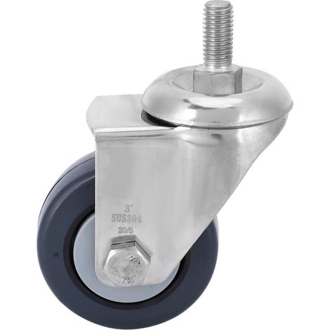 Support de roue de chariot M10 2 pouces en acier inoxydable 304 - Gris foncé, résistant à l'usure (1/5)