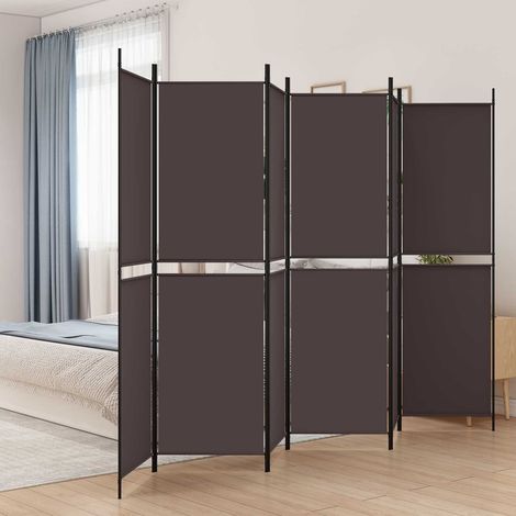 vidaXL Biombo divisor de 6 paneles de tela marrón 300x200 cm (1/5)