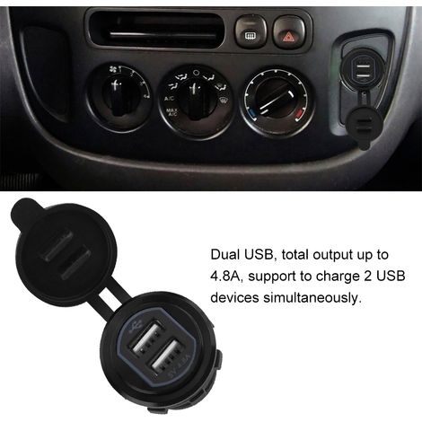 Chargeur double USB en alliage d'aluminium 5V/4,8A pour voiture 12/24V (1/5)