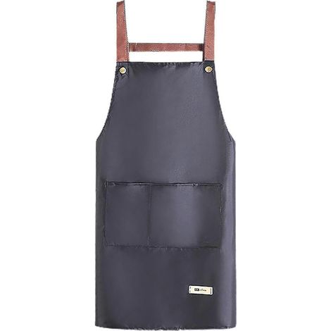 Tablier de cuisine respirant et imperméable en PVC, à bretelles réglables, pour adulte, idéal pour le nettoyage et la cuisine.-Black