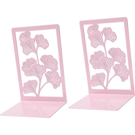 Lot de 1 paire de serre livres métalliques roses ajustables dimensions 12 x 9 x 17,5 cm support pour livres bureau et maison (1/5)