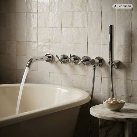 Ensemble encastré PaulGurkes pour baignoire avec robinet à deux poignées (1/5)