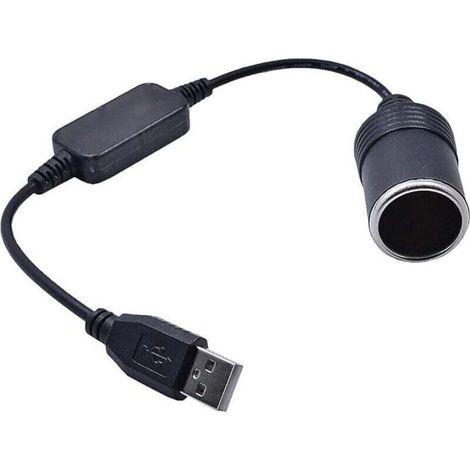 Adaptador USB-A macho de 5 V a enchufe de encendedor de cigarrillos hembra de 12 V para grabadora de conducción, GPS (menos de 8 W), 35 cm - Crezuo