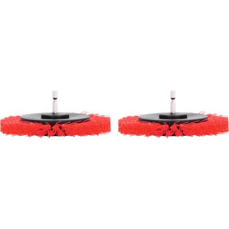 Lot de 2 Brosses de Perceuse 8,9 cm Tête de Nettoyage Durable pour Tapis Déco Rouge Accessoire Électrique (1/5)