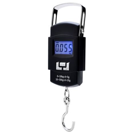Digitale Hänge-Kofferwaage für Gepäck 50 kg/110 lb, Elektronische Präzisionswaage für Reisegepäck, Küche, Jagd und Fischerei, Schwarz (1/5)