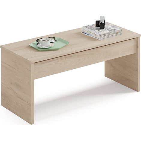 Table basse relevable coloris effet bois - Hauteur 47-58 x Longueur 100 x Profondeur 50 cm -PEGANE-