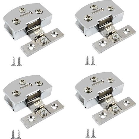 Juego de 4 fijaciones de cristal, fabricadas en aleación de zinc, para puertas de armarios, con un grosor de 3 a 7 mm, aptas para muebles, vitrinas y puertas de cristal (plateadas). (1/4)