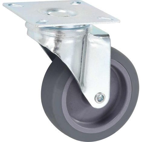Roulettes pivotantes pour meuble et établi en TPR et fer zingué gris 75 mm Lot de 8 (1/5)
