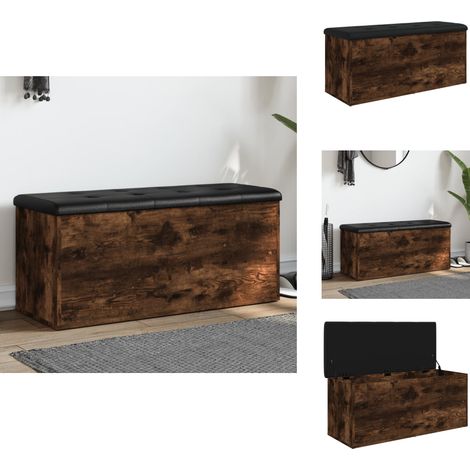 Banc de rangement chêne fumé 102x42x45 cm bois d'ingénierie - Banc Coffre - Banc Rangement - Banc Entrée - Meuble Rangement - Mobilier Intérieur (1/5)