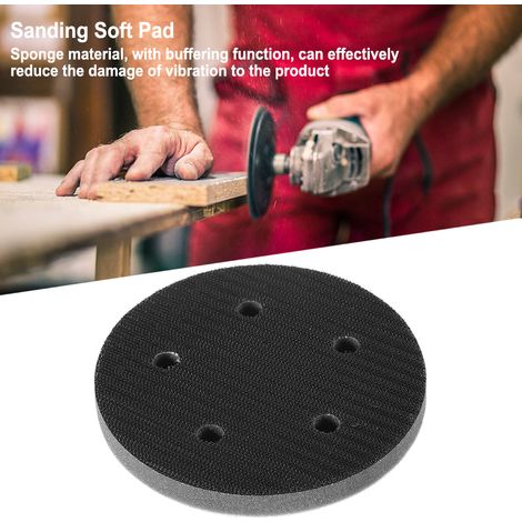 Disque tampon mousse souple 125 mm pour plateau de ponçage, 5 trous, coussin d'interface (1/5)