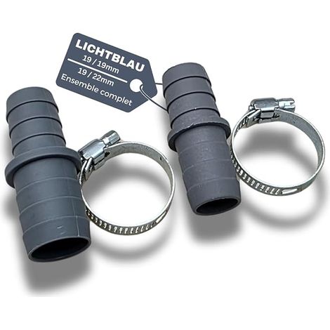 Kit complet de connecteurs de tuyau d'évacuation avec colliers de serrage I 19/19 mm I 19/22 mm I Tuyau de vidange rallonge pour machine à laver, lave-vaisselle (1/4)