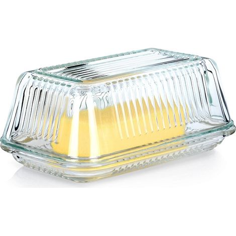 Beurrier. Forme classique pour le rangement et le service (YH), en verre, pour un usage domestique et un rangement pratique.-AquaForge (1/5)
