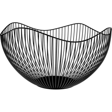 Corbeille À Fruits - Panier Métallique Respirant Avec Fond Antidérapant - Design Ondulé Moderne - 25,5 x 9,8 x 13 cm - 1 Unité (1/5)