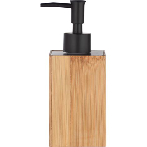 WENKO Seifenspender Padua Bambus, Flüssigseifen-Spender, Spülmittel-Spender, 240 ml, Braun, Bambus natur, Kunststoff schwarz, Metall schwarz