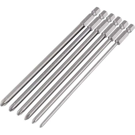 Jeu de 6 embouts de tournevis magnétiques Phillips à tige hexagonale de 150 mm (1/4") pour tournevis électrique portatif (1/4)
