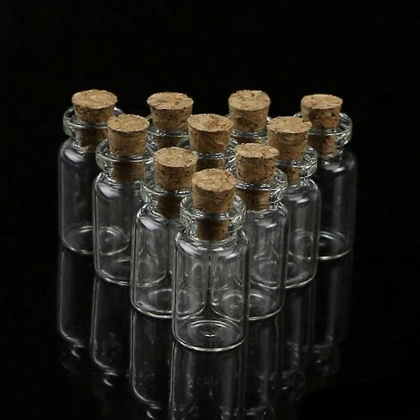 10 Stück Mini-Glasfläschchen für Wunschflaschen mit Korkenverschluss, Aufbewahrungsanhänger 0,5/1/2/ (1/5)