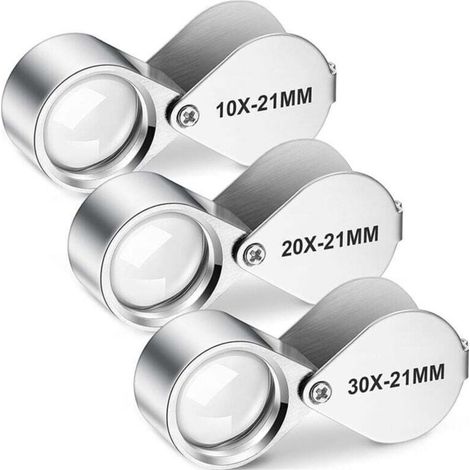 Ensemble de 3 Loupes de Bijoutier Grossissement 10X 20X 30X pour Inspection de Bijoux et Monnaies (1/4)