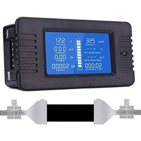 Contrôleur d'énergie éolienne solaire DC 0-200V 100A/300A 9 en 1 LCD affichage numérique multimètre moniteur de batterie puissance énergie impédance résistance voltmètre 24-96 ( Color : PZEM015 300A S (1/5)