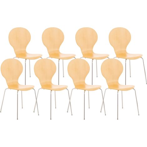 Set 8x Sillas de Visita Diego Apilable Natural (1/5)
