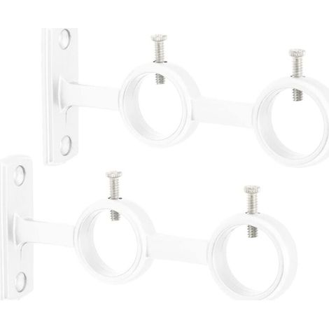 Support de tringle à rideau double, 2 pièces, fixation murale, pour tringle à rideau de diamètre 15-25 mm (blanc) (1/4)
