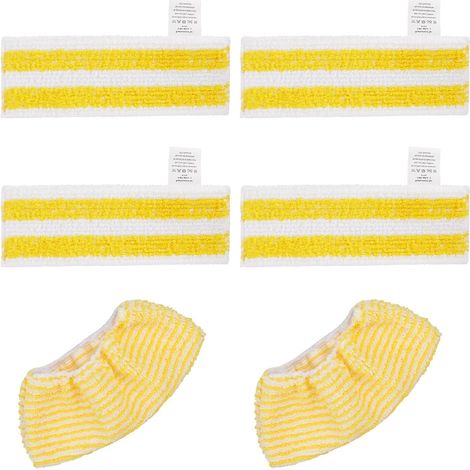 Lot 6 chiffons microfibre Easyfix - Compatible Karcher SC1 à SC5 - 4 lingettes + 2 bonnettes (1/5)