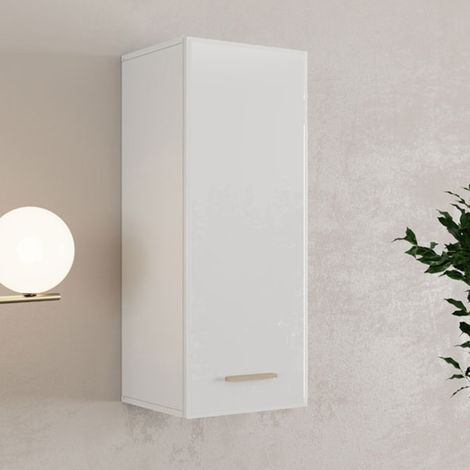 Mueble Colgante Fresis, 2 Estantes, Una Puerta, 3 Compartimentos, 39x96h cm Blanco Mate (1/5)