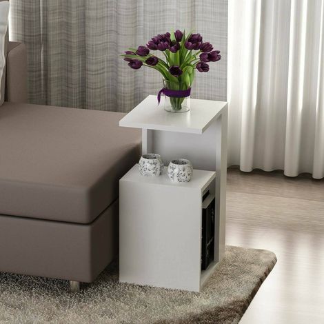 Dmora - Wohnzimmertisch Dmolo, Niedriger Wohnzimmertisch, Kaffeeregal, Couchtisch für Sofa, 35x30h60 cm, Weiß (1/4)