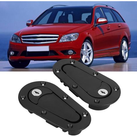 Universal-Motorhaubenverriegelungsset aus Kohlefaser für Rennwagen mit Schlüsseln, Schwarz (1/5)