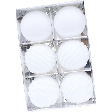 6-teiliges Set samtweicher, beflockter Weihnachtsornamente, hochwertige, langlebige Weihnachtsbaumdekoration, weiß (1/5)