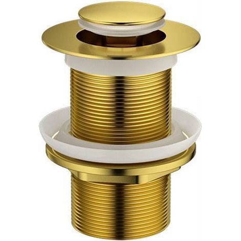 Bouchon de vidange en laiton de rechange - sans rainure - finition or brossé - raccord standard G 1 1/4" BSP - 1 pièce - bouchon de vidange (1/3)